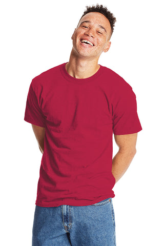 Hanes Beefy-T 100% Cotton T-Shirt (Heather Red)