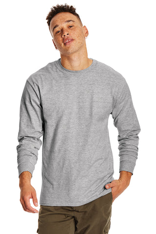 Hanes Beefy-T 100% Cotton Long Sleeve T-Shirt (White)