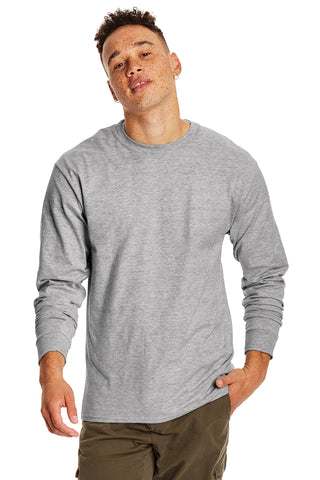 Hanes Beefy-T 100% Cotton Long Sleeve T-Shirt (Navy)