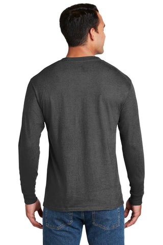 Hanes Beefy-T 100% Cotton Long Sleeve T-Shirt (Charcoal Heather)