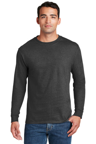 Hanes Beefy-T 100% Cotton Long Sleeve T-Shirt (Charcoal Heather)