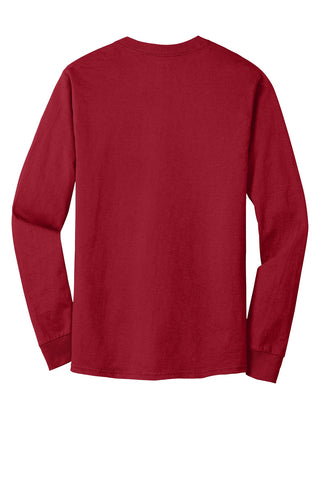 Hanes Beefy-T 100% Cotton Long Sleeve T-Shirt (Deep Red)