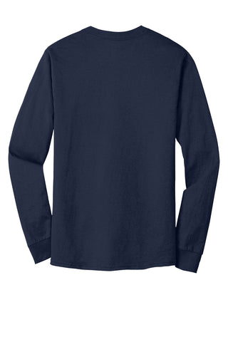 Hanes Beefy-T 100% Cotton Long Sleeve T-Shirt (Navy)