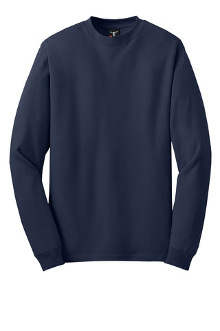 Hanes Beefy-T 100% Cotton Long Sleeve T-Shirt (Navy)