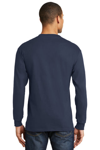 Hanes Beefy-T 100% Cotton Long Sleeve T-Shirt (Navy)