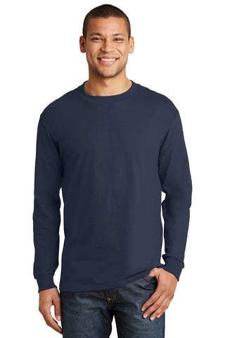 Hanes Beefy-T 100% Cotton Long Sleeve T-Shirt (Navy)