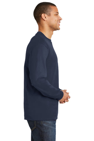 Hanes Beefy-T 100% Cotton Long Sleeve T-Shirt (Navy)