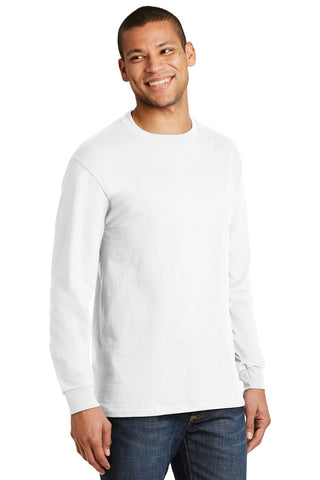 Hanes Beefy-T 100% Cotton Long Sleeve T-Shirt (White)