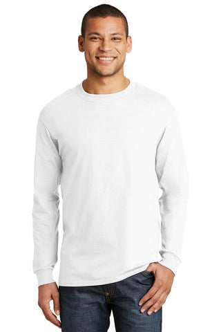 Hanes Beefy-T 100% Cotton Long Sleeve T-Shirt (White)