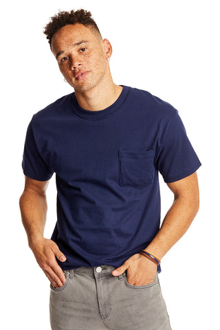 Hanes Beefy-T 100% Cotton T-Shirt with Pocket (Black)