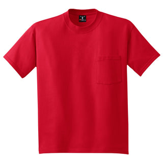 Hanes Beefy-T 100% Cotton T-Shirt with Pocket (Deep Red)