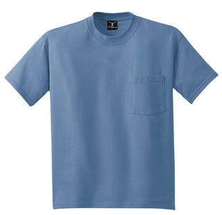 Hanes Beefy-T 100% Cotton T-Shirt with Pocket (Denim Blue)