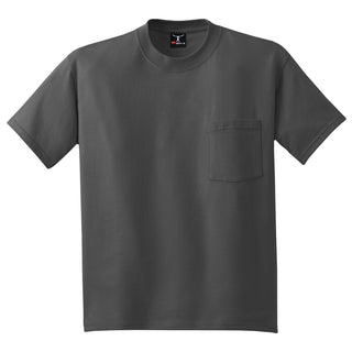 Hanes Beefy-T 100% Cotton T-Shirt with Pocket (Smoke Grey)