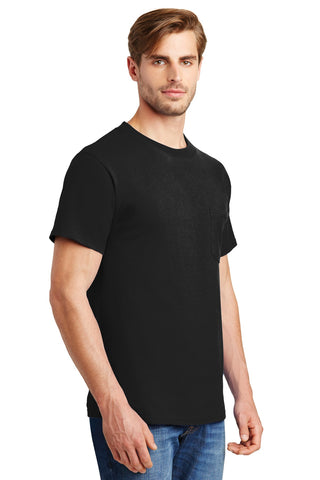 Hanes Beefy-T 100% Cotton T-Shirt with Pocket (Black)