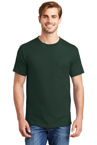 Hanes Beefy-T 100% Cotton T-Shirt with Pocket (Deep Forest)