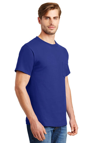 Hanes Beefy-T 100% Cotton T-Shirt with Pocket (Deep Royal)