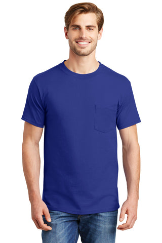 Hanes Beefy-T 100% Cotton T-Shirt with Pocket (Deep Royal)