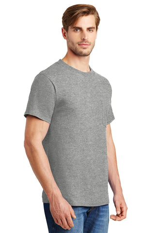 Hanes Beefy-T 100% Cotton T-Shirt with Pocket (Light Steel)