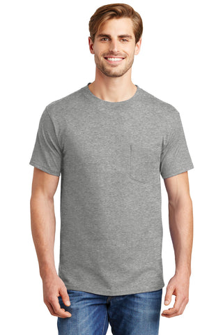 Hanes Beefy-T 100% Cotton T-Shirt with Pocket (Light Steel)