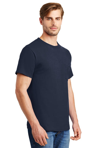 Hanes Beefy-T 100% Cotton T-Shirt with Pocket (Navy)