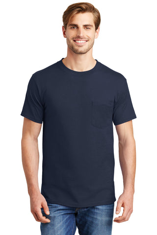 Hanes Beefy-T 100% Cotton T-Shirt with Pocket (Navy)