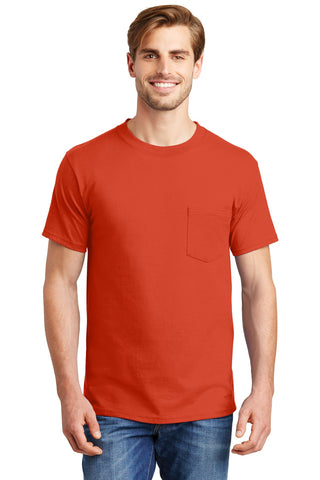 Hanes Beefy-T 100% Cotton T-Shirt with Pocket (Orange)