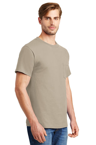 Hanes Beefy-T 100% Cotton T-Shirt with Pocket (Sand)