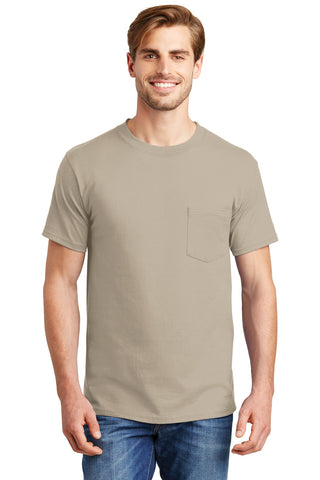 Hanes Beefy-T 100% Cotton T-Shirt with Pocket (Sand)