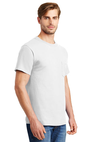 Hanes Beefy-T 100% Cotton T-Shirt with Pocket (White)