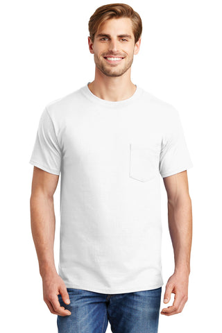 Hanes Beefy-T 100% Cotton T-Shirt with Pocket (White)