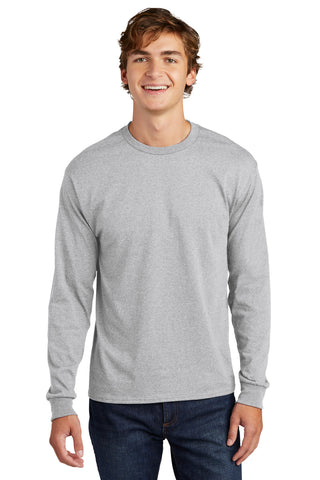 Hanes Essential-T 100% Cotton Long Sleeve T-Shirt (Ash)