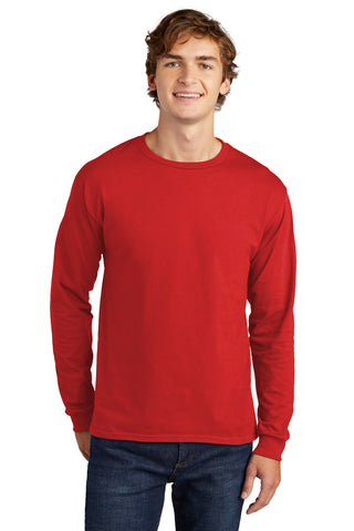 Hanes Essential-T 100% Cotton Long Sleeve T-Shirt (Athletic Red)