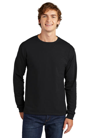 Hanes Essential-T 100% Cotton Long Sleeve T-Shirt (Black)