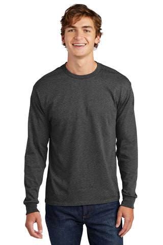 Hanes Essential-T 100% Cotton Long Sleeve T-Shirt (Charcoal Heather)