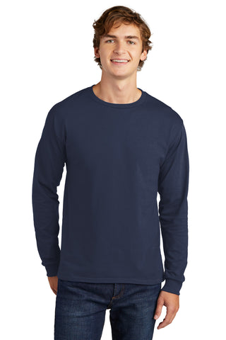 Hanes Essential-T 100% Cotton Long Sleeve T-Shirt (Navy)