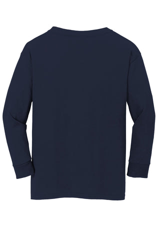 Gildan Youth Heavy Cotton 100% Cotton Long Sleeve T-Shirt (Navy)