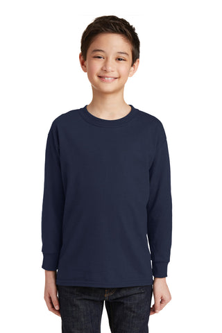 Gildan Youth Heavy Cotton 100% Cotton Long Sleeve T-Shirt (Navy)