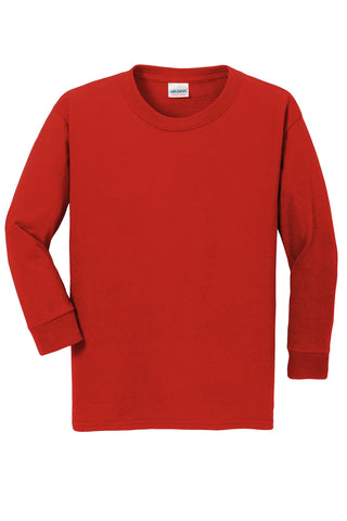 Gildan Youth Heavy Cotton 100% Cotton Long Sleeve T-Shirt (Red)