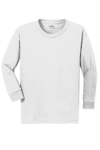 Gildan Youth Heavy Cotton 100% Cotton Long Sleeve T-Shirt (White)