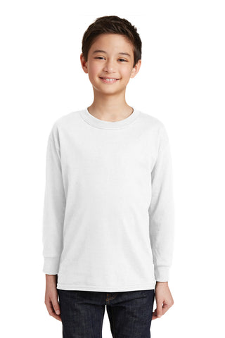 Gildan Youth Heavy Cotton 100% Cotton Long Sleeve T-Shirt (White)