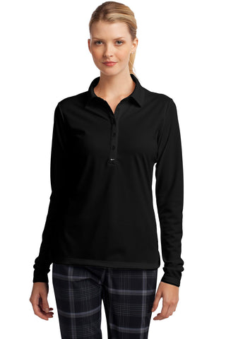 Nike Ladies Long Sleeve Dri-FIT Stretch Tech Polo (Black)