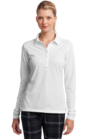 Nike Ladies Long Sleeve Dri-FIT Stretch Tech Polo (White)