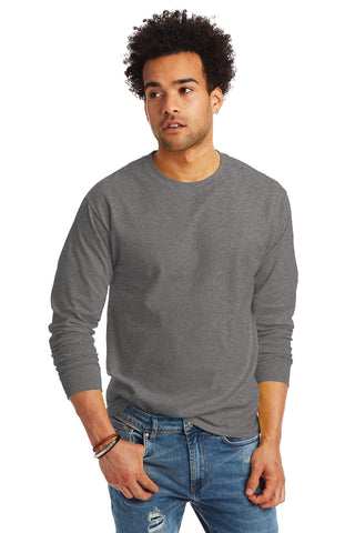 Hanes Authentic 100% Cotton Long Sleeve T-Shirt (Navy)