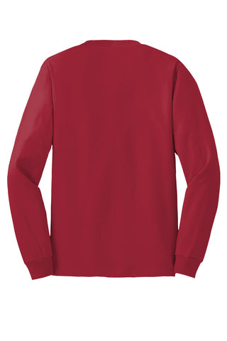 Hanes Authentic 100% Cotton Long Sleeve T-Shirt (Deep Red)