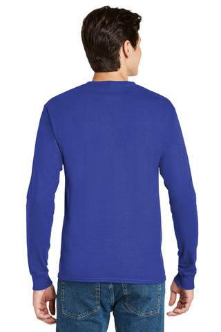 Hanes Authentic 100% Cotton Long Sleeve T-Shirt (Deep Royal)