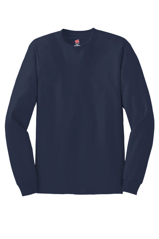 Hanes Authentic 100% Cotton Long Sleeve T-Shirt (Navy)