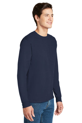 Hanes Authentic 100% Cotton Long Sleeve T-Shirt (Navy)