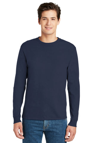 Hanes Authentic 100% Cotton Long Sleeve T-Shirt (Navy)