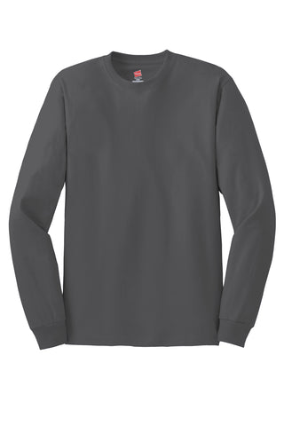 Hanes Authentic 100% Cotton Long Sleeve T-Shirt (Smoke Grey)