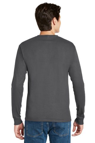 Hanes Authentic 100% Cotton Long Sleeve T-Shirt (Smoke Grey)